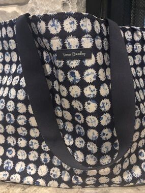 Vera Bradley Navy and White Dot-Print Tote